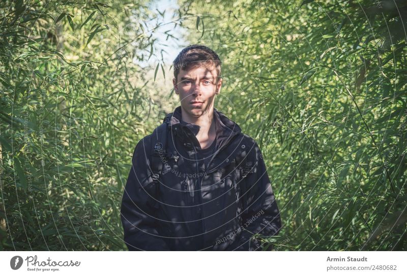 portrait of a serious young man in a bamboo grove Lifestyle Style Design Exotic Senses Calm Human being Masculine Young man Youth (Young adults) Man Adults 1