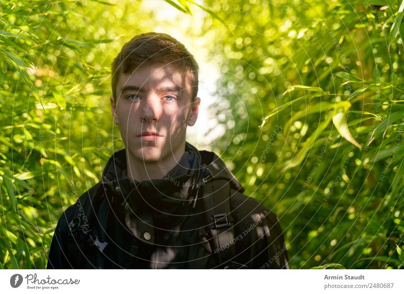 Portrait in the bamboo thicket II Lifestyle Style Design Exotic Senses Calm Summer Human being Masculine Young man Youth (Young adults) Man Adults 1