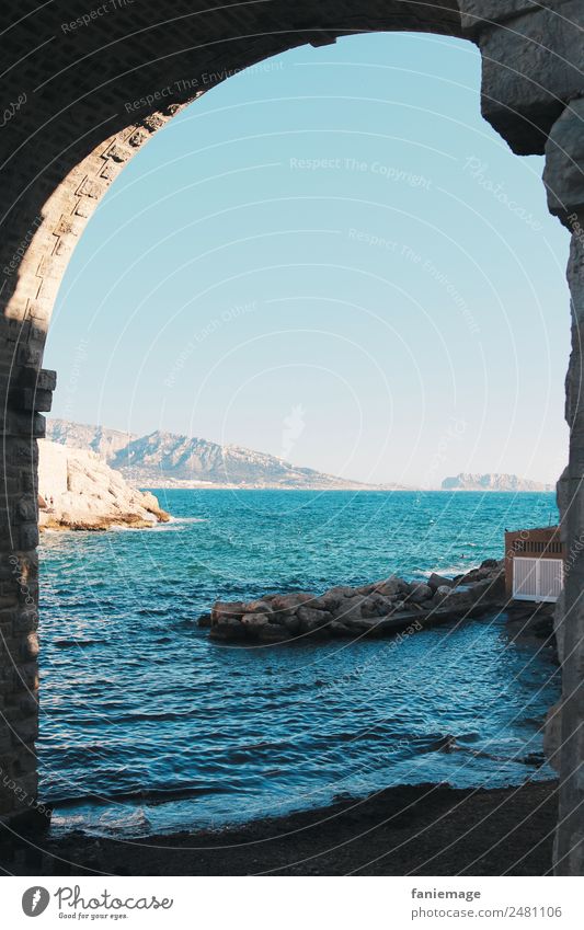 Gateway to the world Nature Port City Exceptional Archway Marseille Corniche Ocean Water Warmth Cold Shadow Bay anse de la fausse monnaie Provence