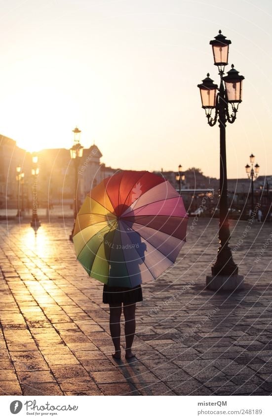 Let's Colour Venice II Esthetic Uniqueness Kitsch Tourism Youth (Young adults) Umbrella Italy Vacation mood Woman Colour photo Multicoloured Exterior shot