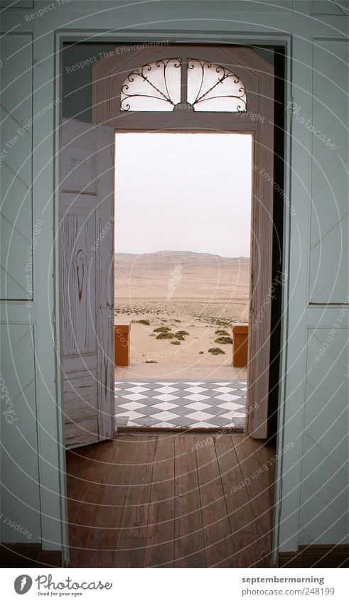 open doors Room Sand Door Wood Old Far-off places Colour photo Deserted Central perspective Panorama (View)