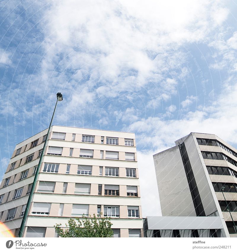 modernism Clouds Summer Beautiful weather Town House (Residential Structure) Facade Modern Lantern Colour photo