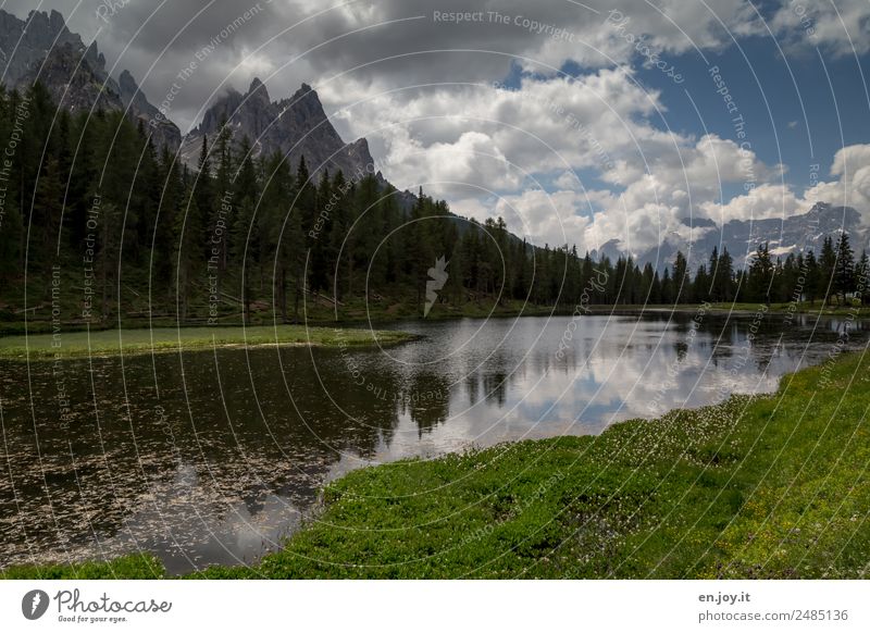 Lago d'Antorno Vacation & Travel Trip Freedom Expedition Summer vacation Mountain Hiking Nature Landscape Plant Clouds Meadow Forest Dolomites Lakeside Pond