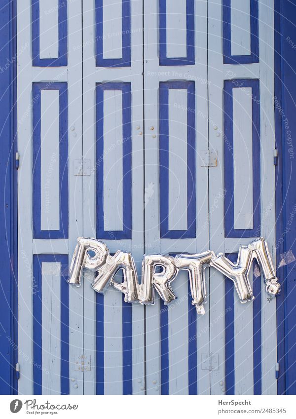 Let's party Old town House (Residential Structure) Facade Window Door Shutter Wood Plastic Characters Feasts & Celebrations Esthetic Cute Positive Blue Silver