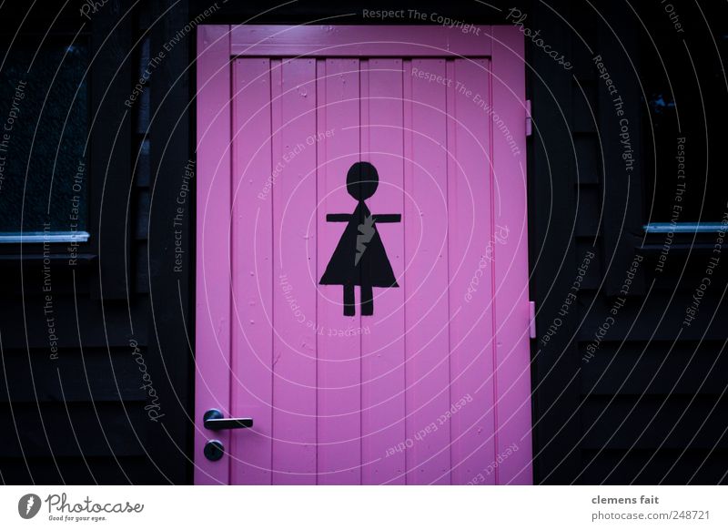 ladies' lavatory Vacation & Travel Sign Signs and labeling Signage Warning sign Feminine 2011 Norway Colour photo Exterior shot Detail Abstract Deserted
