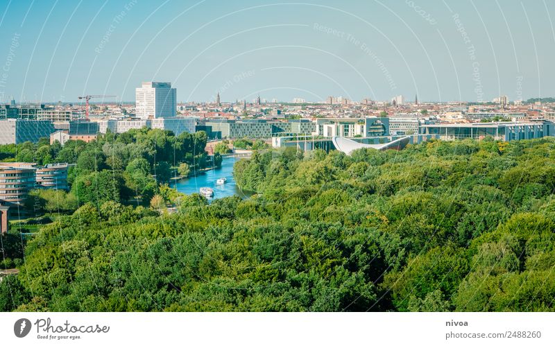 Berlin Panorama with Tiergarten Lifestyle Design Tourism Trip Far-off places Freedom Sightseeing City trip Workplace Office Architecture Media Cloudless sky
