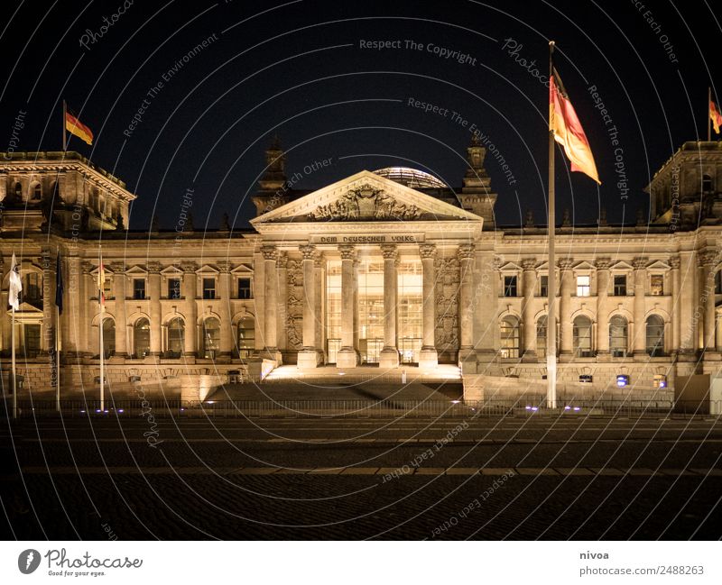 Reichstag in Berlin at night Tourism Adventure Sightseeing City trip Government Architecture Garden Capital city Manmade structures Building Stairs Window