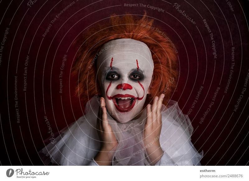 smiling boy dressed as a clown Lifestyle Vacation & Travel Entertainment Party Event Feasts & Celebrations Hallowe'en Human being Masculine Child Boy (child)