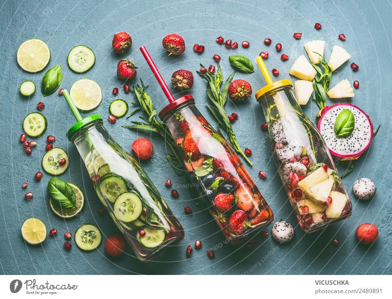 Colourful Infused Water Bottles Food Vegetable Fruit Apple Orange Herbs and spices Nutrition Organic produce Vegetarian diet Diet Beverage Cold drink