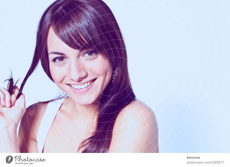 smile Woman Human being Laughter Smiling Looking into the camera Brunette segregated Isolated Image Model Self-confident Arrogant Hair and hairstyles Playing