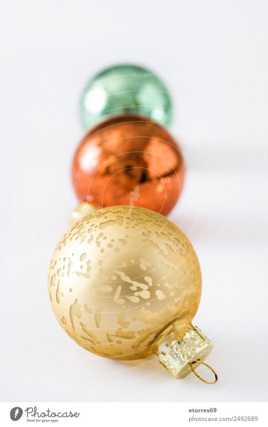 Christmas balls isolated on white background Christmas & Advent Ball Red White Neutral Background Background picture December Party Decoration Gold Sphere merry