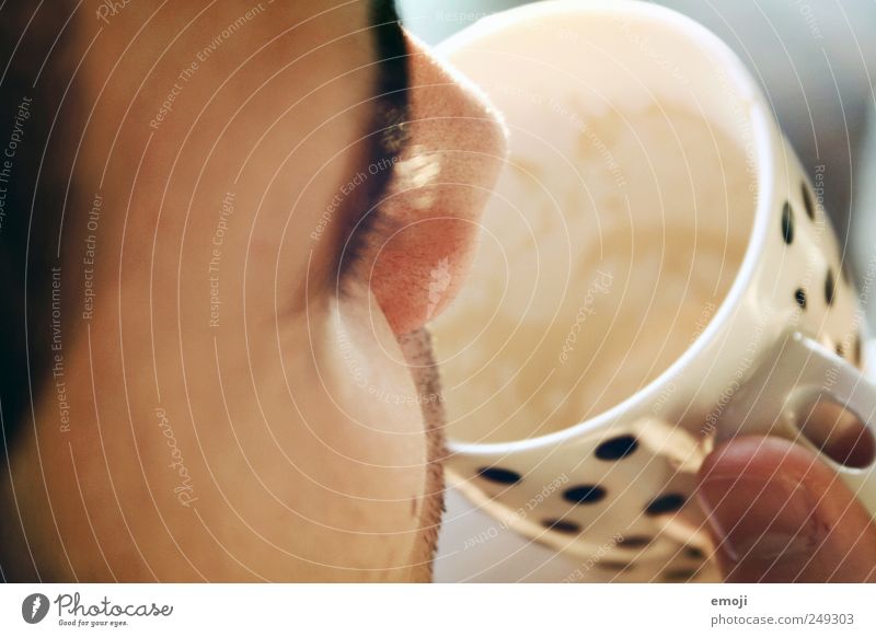 Coffee and To have a coffee Hot Chocolate Cup Masculine Face 1 Human being Morning Caffeine Drinking Colour photo Exterior shot Day Shallow depth of field