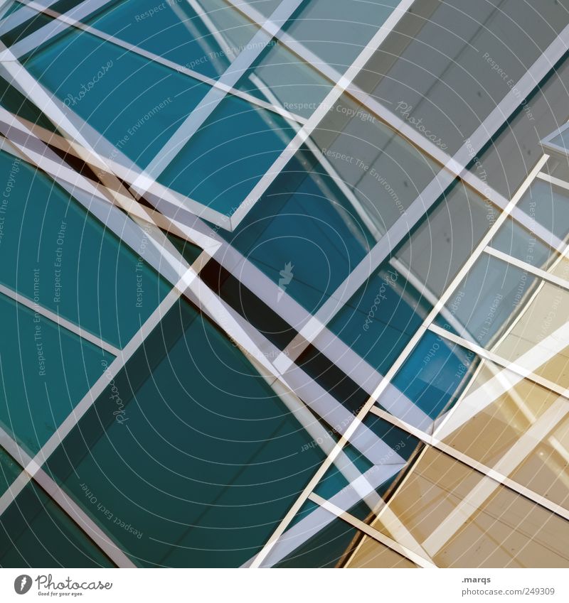 outline Style Design Architecture Window Glass Line Blue Chaos Colour Planning Precision Labyrinth Double exposure Glittering Construction Illustration