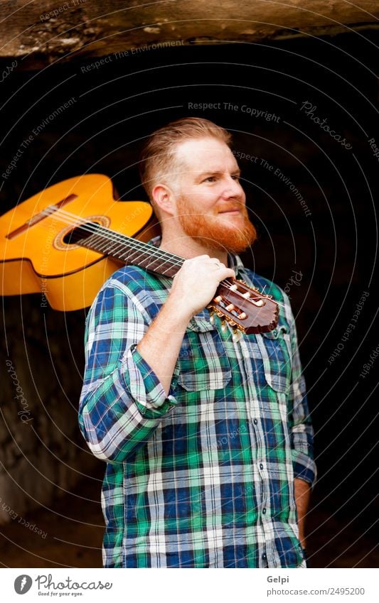 red haired man Leisure and hobbies Playing House (Residential Structure) Entertainment Music Human being Man Adults Musician Guitar Red-haired Moustache