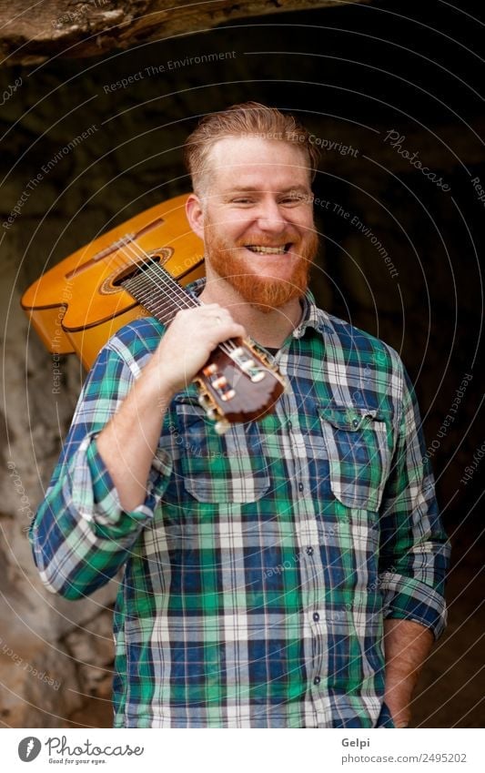 red haired man Leisure and hobbies Playing Entertainment Music Human being Man Adults Musician Guitar Nature Red-haired Moustache Cool (slang) Hip & trendy Cute