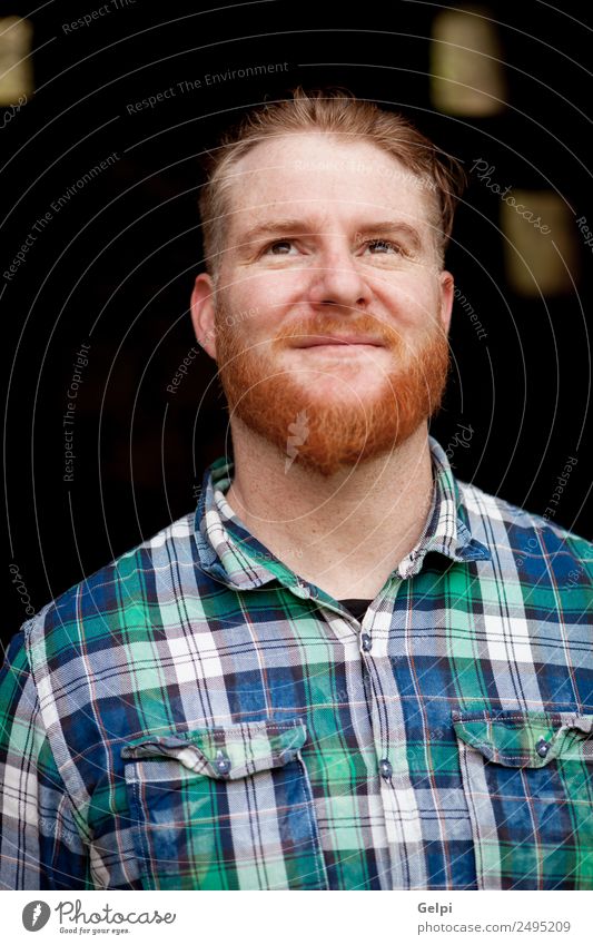 Portrait of red haired man with plaid shirt Style Hair and hairstyles Human being Man Adults Red-haired Moustache Beard Think Stand Cool (slang) Hip & trendy