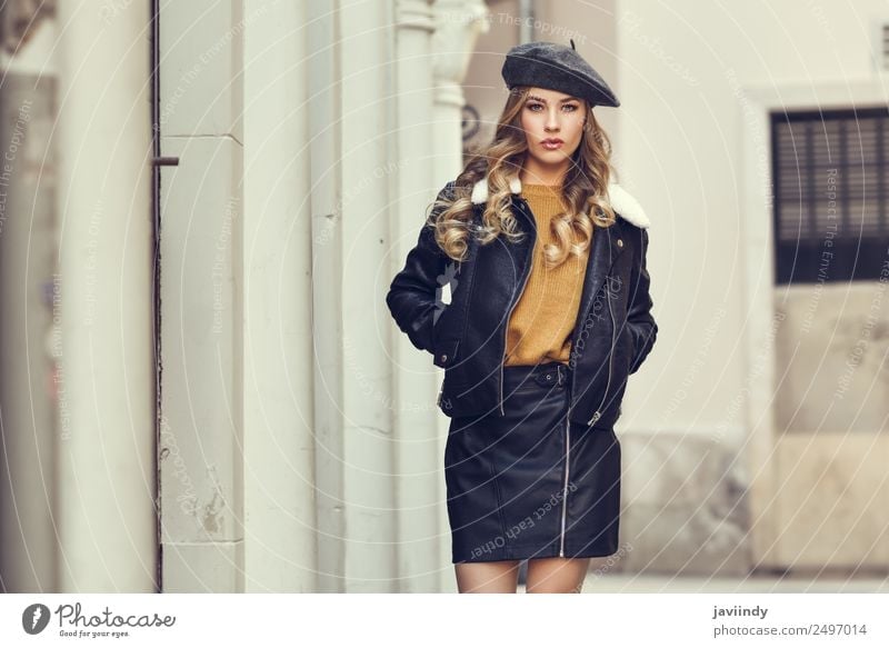 Blonde russian woman in urban background Lifestyle Style Beautiful Hair and hairstyles Face Winter Human being Feminine Young woman Youth (Young adults) Woman