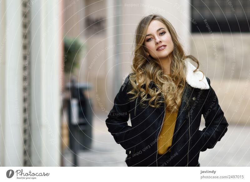 Blonde russian woman in urban background Lifestyle Style Beautiful Hair and hairstyles Face Winter Human being Feminine Young woman Youth (Young adults) Woman