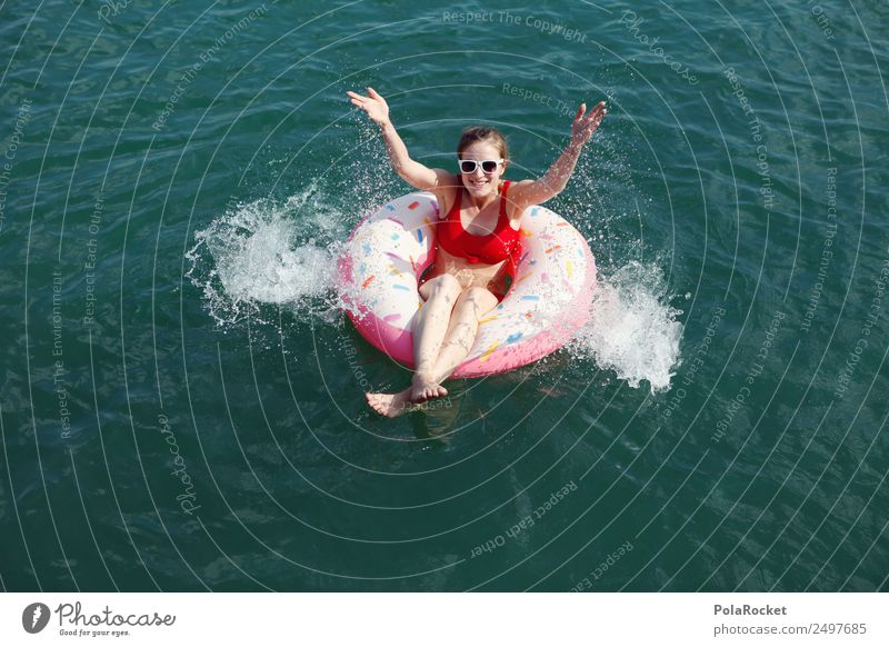 #A# Summer Lake Art Esthetic Summer vacation Summery Summer's day Summerfest Inject Woman Young woman Water wings Swimming & Bathing Absurdity Warmth Cooling