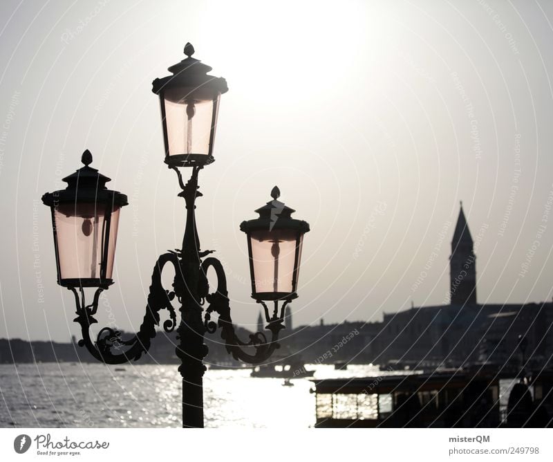 shining city. Art Esthetic Lantern Lamp post Venice Veneto Italy Lighting Campanile San Marco Ocean Vacation mood Vacation photo Vacation destination