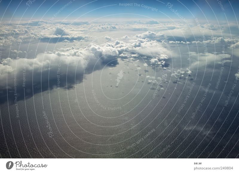 above the clouds Elements Sky Cloudless sky Clouds Summer Weather Beautiful weather Ocean Atlantic Ocean Aviation View from the airplane Flying Looking Gigantic