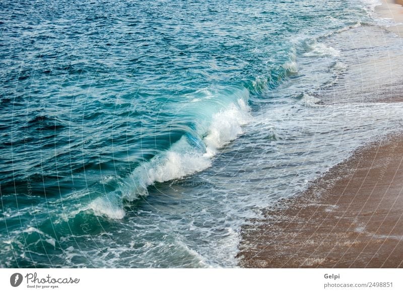 Foamed blue waves Relaxation Vacation & Travel Tourism Summer Sun Beach Ocean Nature Sand Horizon Weather Coast Glittering Hot Wet Natural Blue Yellow White