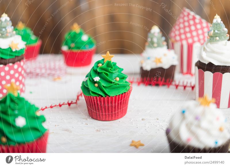 Cupcakes for Christmas time Neutral Background Background picture Baking Blur Bright Baked goods Cake Feasts & Celebrations Christmas & Advent Colour Cream
