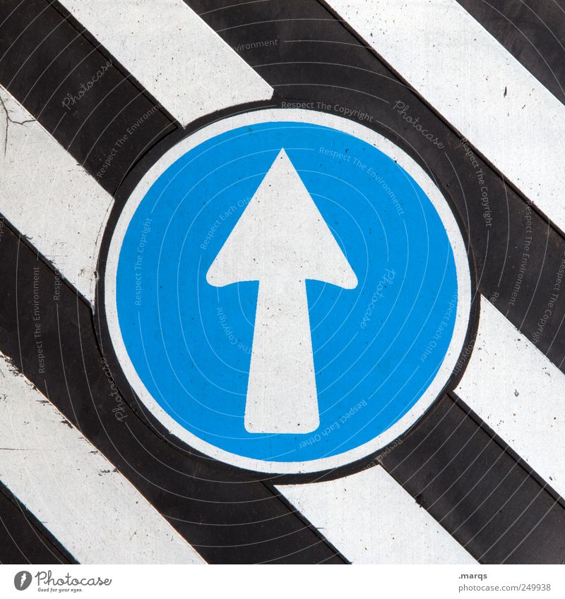 loose Style Design Work and employment Economy Career Transport Road traffic Road sign Sign Signs and labeling Line Arrow Stripe Driving Blue Black White