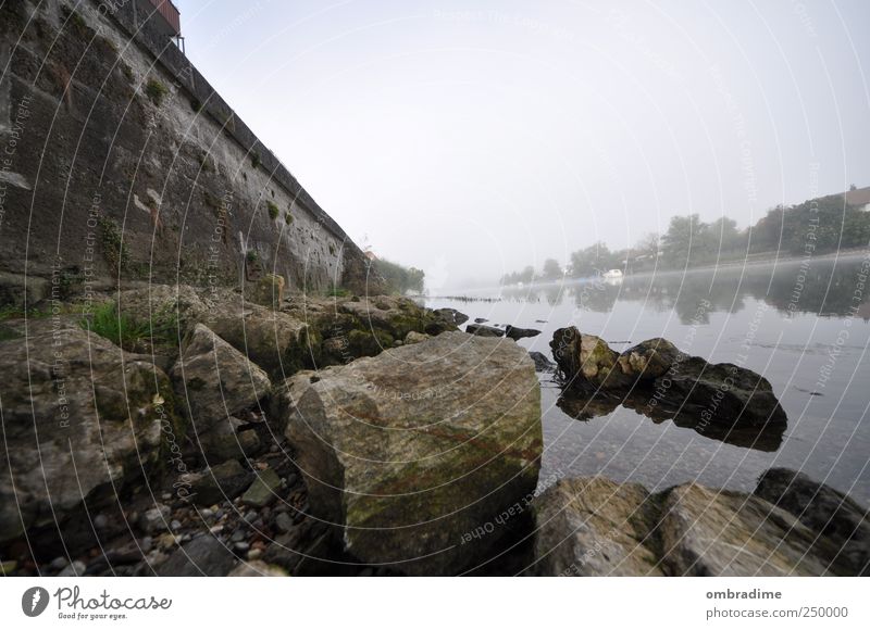 Autumn days II Environment Nature Landscape Elements Water Sky Sunrise Sunset Fog River bank Moody Stone Aare Wall (barrier) Colour photo Subdued colour