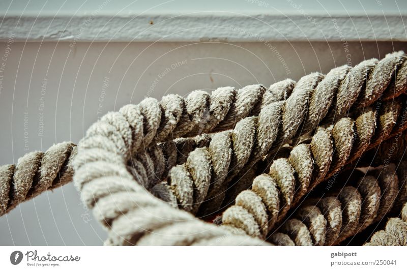 Cast off Navigation Rope On board Lie Rotated Circle String Hold Anchor Safety Collateralization Strong Tilt Subdued colour Exterior shot Deserted Day