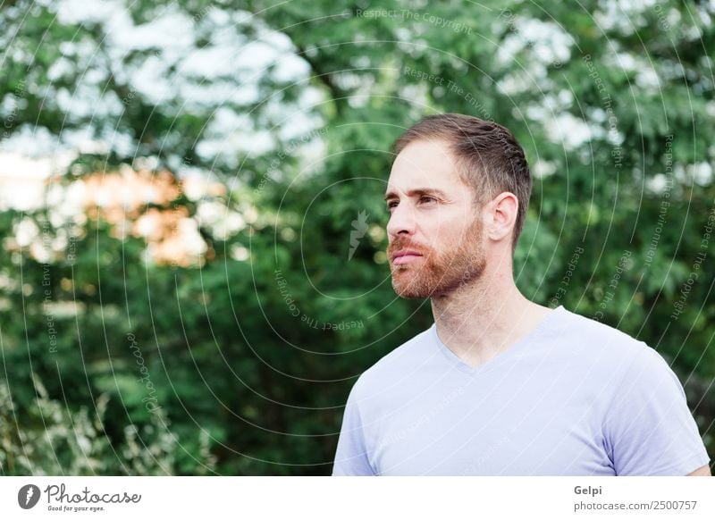 Portrait of a casual bearded man Lifestyle Style Happy Hair and hairstyles Face Relaxation Human being Masculine Boy (child) Man Adults Nature Park Fashion