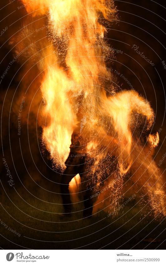 Man is on fire Fire Hot Threat Flame Burn Spark Blaze Warmth Human being Night Dangerous