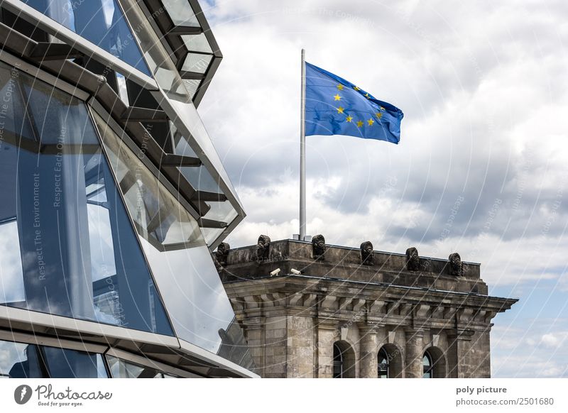 European flag on the Reichstag Vacation & Travel Tourism Trip Sightseeing City trip Capital city Old town Deserted Manmade structures Building Architecture