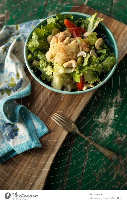 salad Food Vegetable Lettuce Salad Cauliflower Salad leaf cashew Pepper Nut Nutrition Eating Lunch Dinner Picnic Organic produce Vegetarian diet Diet Fasting