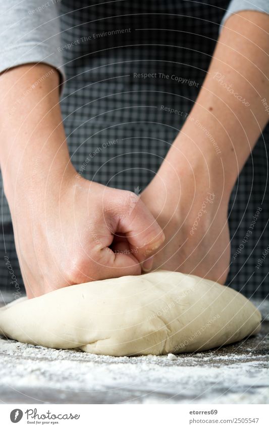 woman kneading artisan bread on wood Food Healthy Eating Food photograph Bread Nutrition Breakfast Lunch Dinner Table Kitchen Feminine Woman Adults Hand