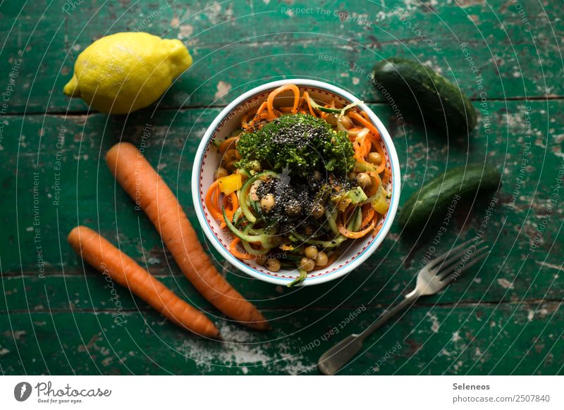 njom njom Food Vegetable Lettuce Salad Carrot salad Lemon Cucumber Broccoli Chickpeas Nutrition Eating Lunch Dinner Organic produce Vegetarian diet Diet