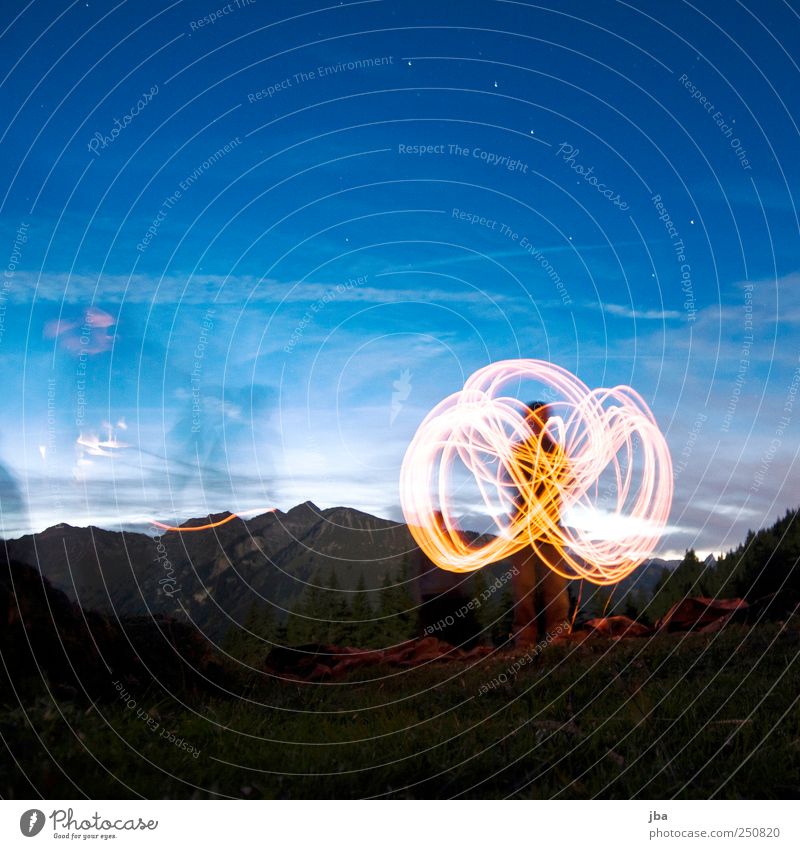 Light circuit II Lifestyle Elegant Contentment Leisure and hobbies Freedom Expedition Camping Mountain Hiking Bivouac Human being Nature Night sky Stars Alps