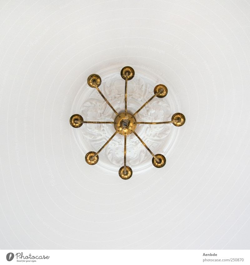 chandelier Decoration Esthetic Chandelier Gold White Rosette Stucco Brass Above Subdued colour Interior shot Abstract Deserted