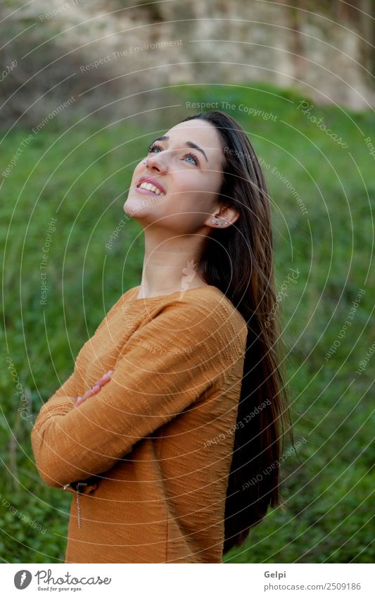 happy teenager girl Happy Beautiful Sun Human being Woman Adults Youth (Young adults) Nature Wind Grass Park Meadow Fashion To enjoy Free Cute Gold Green young