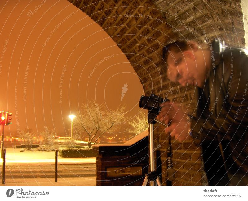 headbang Light Tripod Employees &amp; Colleagues Camera Man Joy Long exposure blur Human being Snow