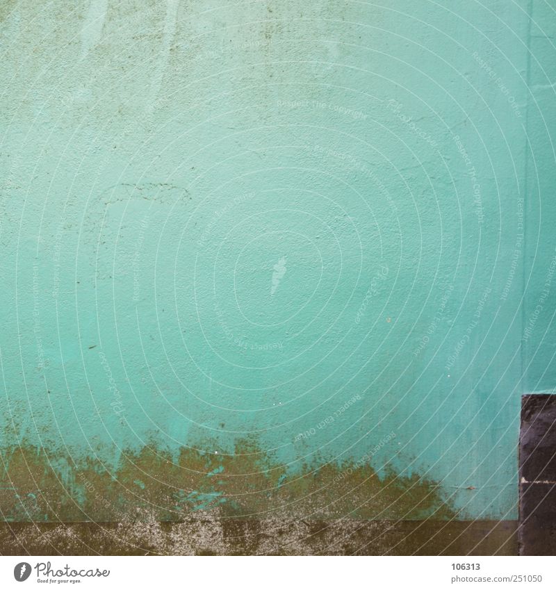 Photo number 208604 Deserted Wall (barrier) Wall (building) Simple Turquoise Graphic Colour photo Exterior shot Pattern Structures and shapes Copy Space left