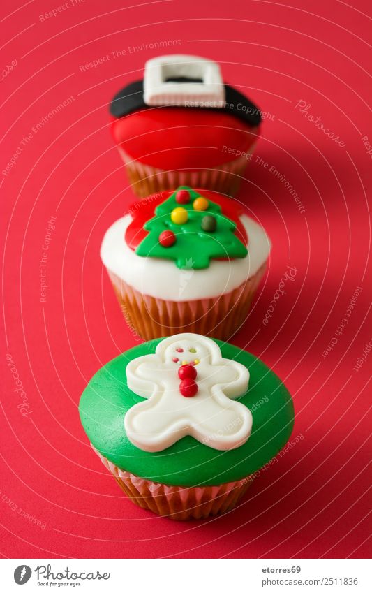 Chirstmas cupcakes Food Dish Food photograph Baked goods Cake Dessert Healthy Eating Decoration Feasts & Celebrations Christmas & Advent Tree Hat Ornament