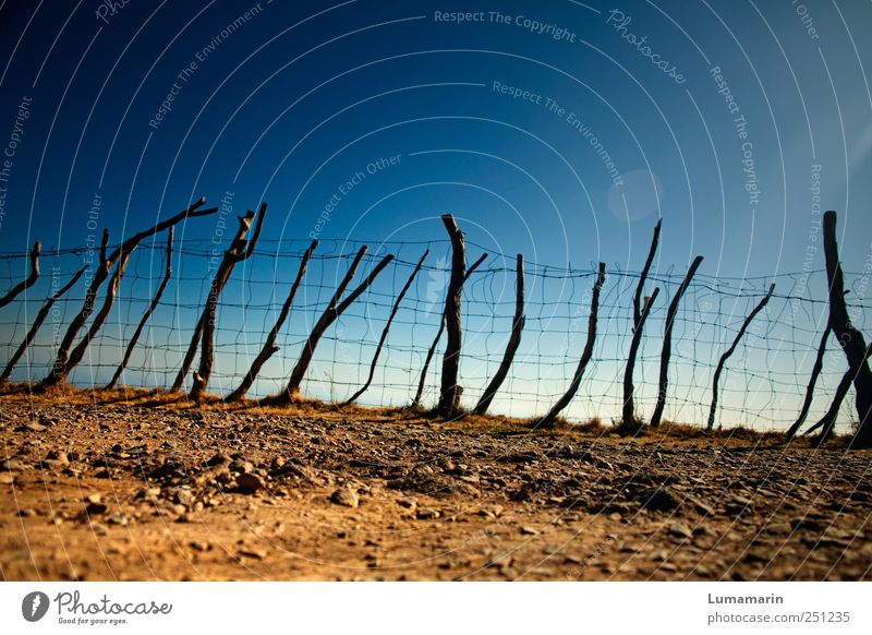 end area Environment Landscape Earth Cloudless sky Horizon Beautiful weather Poverty Simple Firm Long Natural Dry Blue Brown End Safety Far-off places Fence