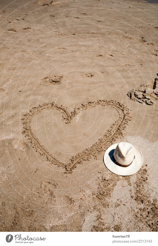 Heart on the beach Relaxation Vacation & Travel Tourism Beach Ocean Sports Nature Sand Coast Watercraft Sunglasses Scarf Slippers Hat Love