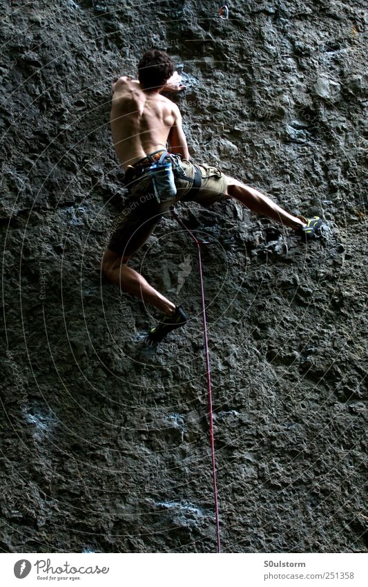 Ankatal 1 Human being Fitness Freedom Performance Climbing Athletic Rock Mountaineer Colour photo Exterior shot Day Light Shadow Contrast