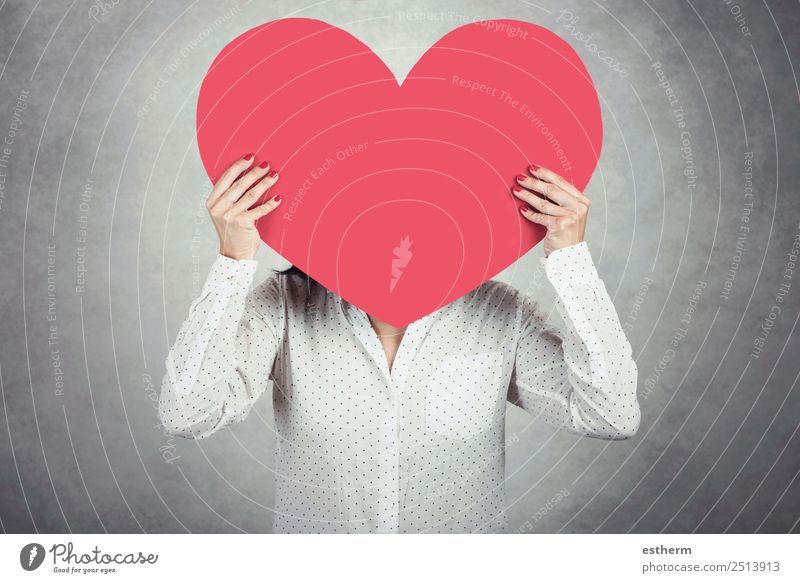 Young Woman holding red heart Lifestyle Valentine's Day Mother's Day Human being Feminine Young woman Youth (Young adults) Adults 1 30 - 45 years Heart