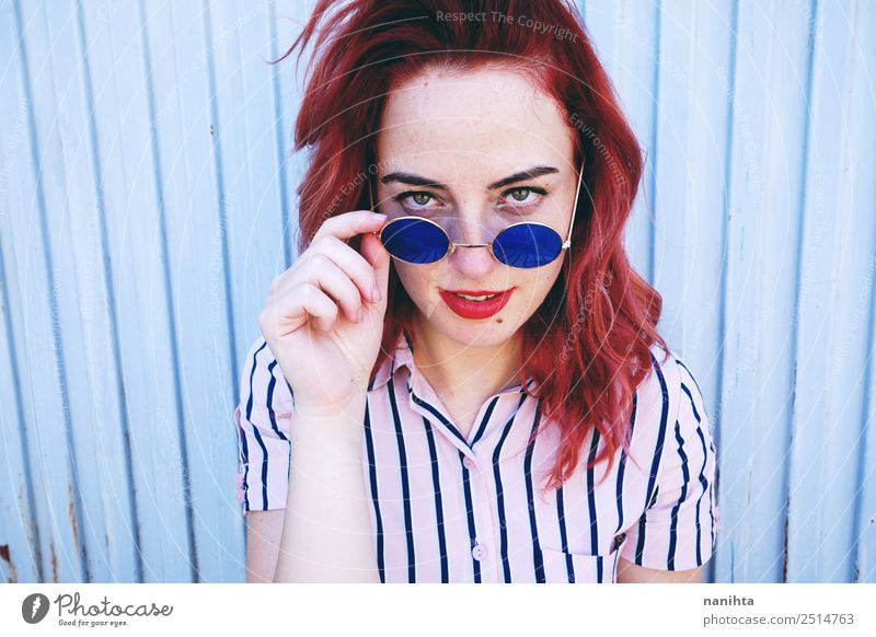 Young redhead woman with vintage look Lifestyle Style Design Beautiful Hair and hairstyles Face Make-up Human being Feminine Young woman Youth (Young adults)