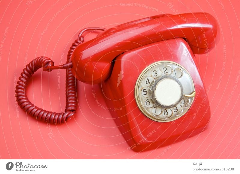An old red telephone over red background Beautiful Office Telecommunications To talk Telephone Technology Ring Line Old Communicate To call someone (telephone)