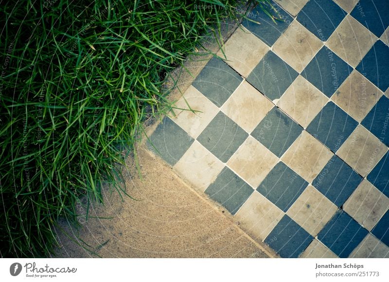 grass mat Style Leisure and hobbies Playing Blue Brown Green White Geometry Triangle Chessboard Grass Meadow Stone Vignetting Checkered Point Square