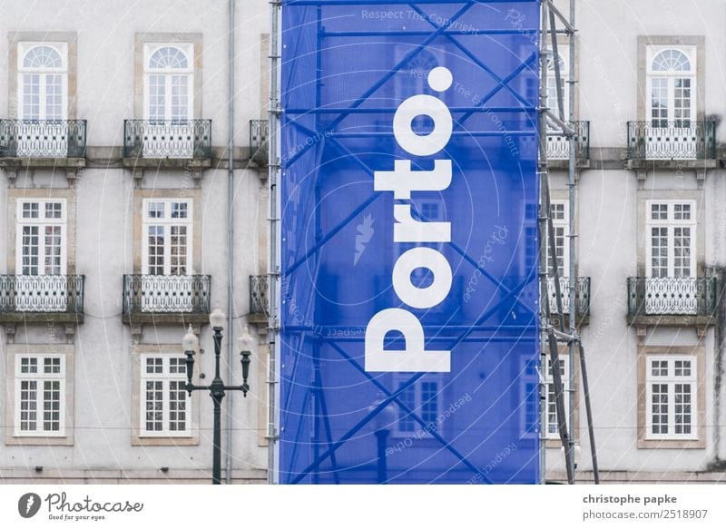 Banner saying postage Vacation & Travel City trip Porto Portugal Town Port City Downtown Old town Deserted House (Residential Structure) Facade Sign Characters